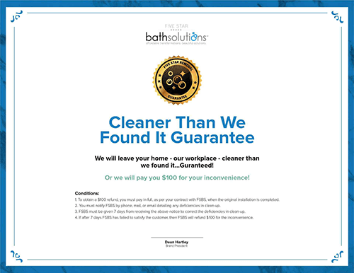 Cleaner Than We Found it Guarantee Certificate